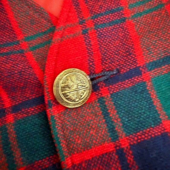 Sears Vintage Pooh Limited Edition Red and Green Blazer Classic Plaid Wool-Blend - Picture 2 of 9